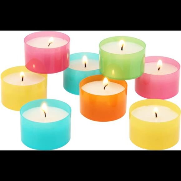 96 Pack Multicolor Unscented 6 to 7 Hour Long Burning Tea Light Candles - Picture 3 of 7